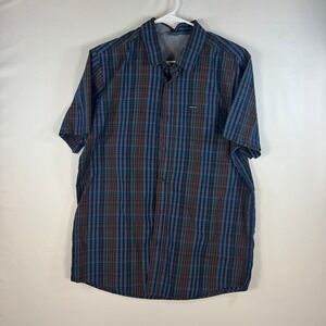 Volcom Mens Blue Red Plaid Short Sleeve Button Down Shirt Skate Casual XL